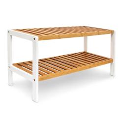 &Eacute;tag&egrave;re &agrave; chaussures moderne 2 &eacute;tages 80 x 30 x 60 cm design scandinave finition mate en bambou nat