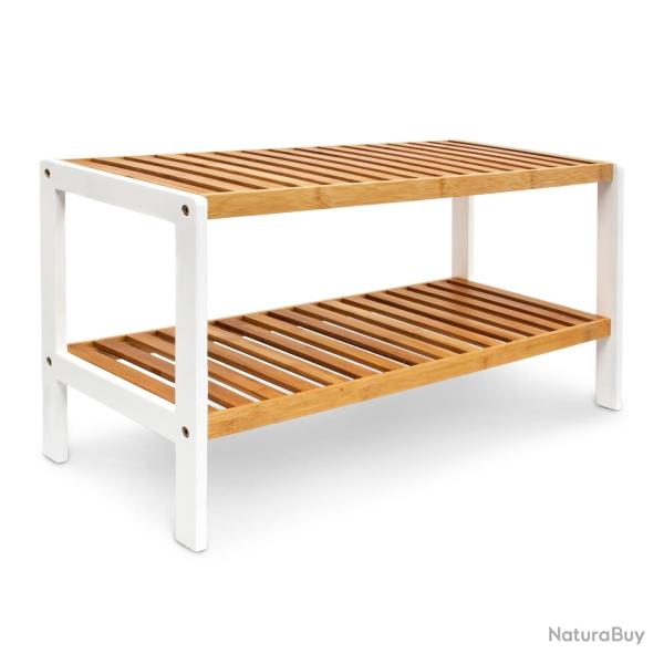 �tag�re � chaussures moderne 2 �tages 80 x 30 x 60 cm design scandinave finition mate en bambou nat