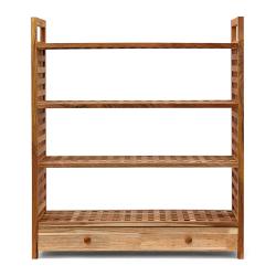 &Eacute;tag&egrave;re &agrave; chaussures rustique pour entr&eacute;e 80 x 30 x 100 cm avec tiroir pratique ambiance cosy en bo