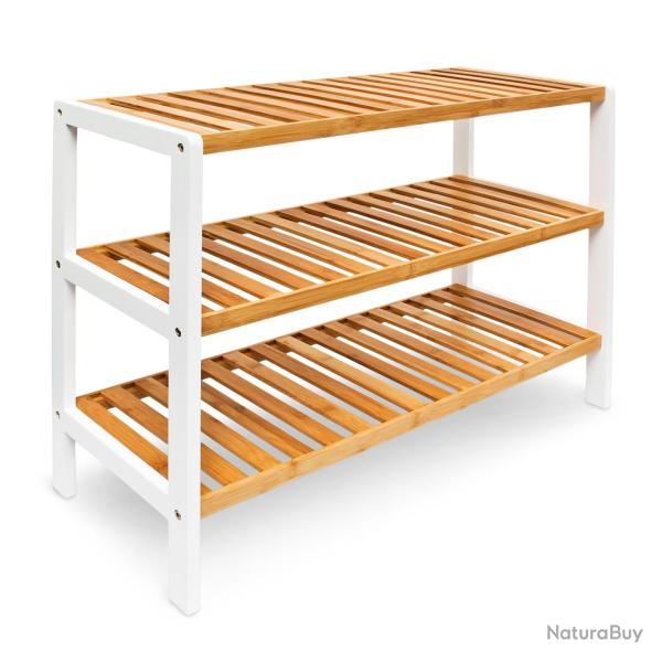 �tag�re � chaussures pratique 3 niveaux 90 x 30 x 90 cm design scandinave finition laqu�e en bambou