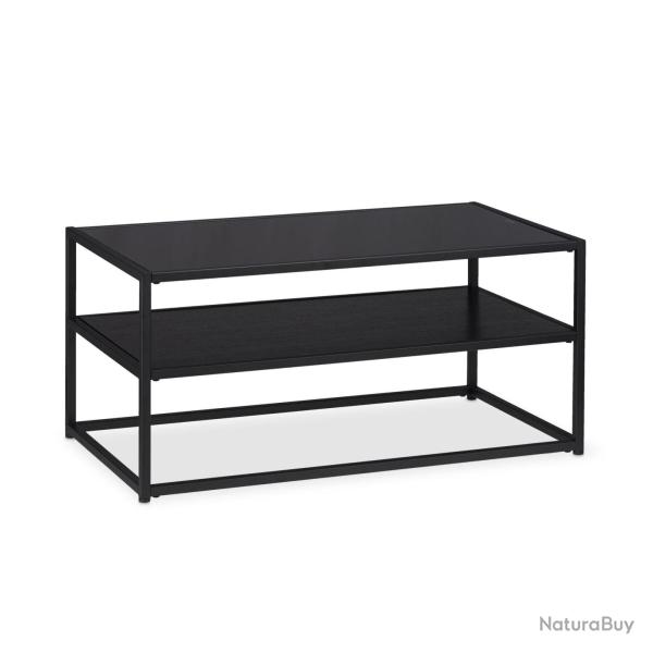 Table basse rectangulaire �l�gante avec double niveau 120 x 60 x 40 cm en m�tal noir 13_0005655