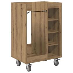 Armoire de golf moderne avec roues int&eacute;rieur 65 x 45 x 98 cm grand espace de stockage en bois ch&ecirc;ne