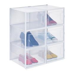 Lot de 6 bo&icirc;tes de rangement empilables transparentes pour chaussures jusqu'&agrave; 48 34 x 25 x 16 cm en
