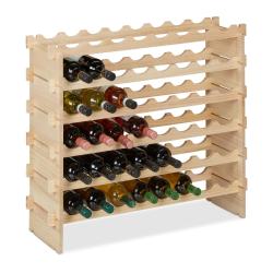 Casier &agrave; vin en bois de pin design &eacute;l&eacute;gant 6 niveaux 114 x 30 x 90 cm pour 48 bouteilles en bois na