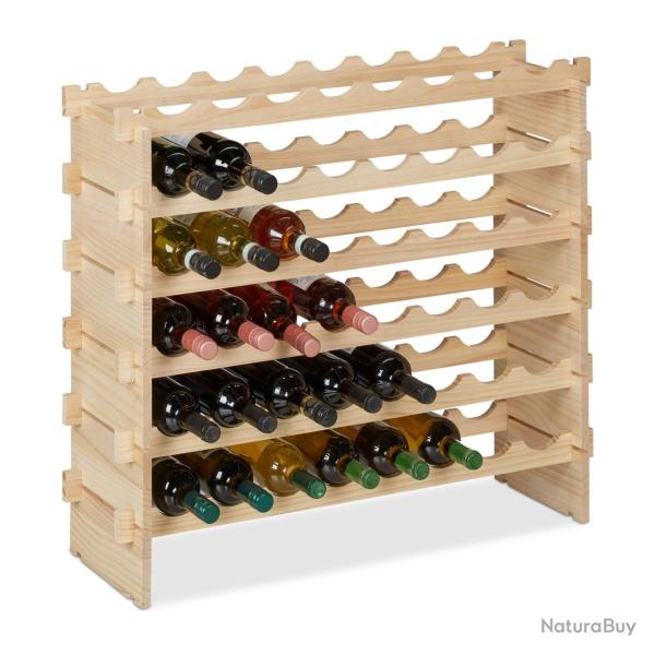 Casier � vin en bois de pin design �l�gant 6 niveaux 114 x 30 x 90 cm pour 48 bouteilles en bois na
