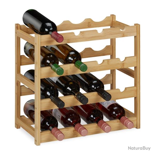 Casier � vin pour 16 bouteilles rangement �l�gant 4 niveaux style contemporain en bambou naturel 13