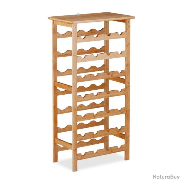 Casier � bouteilles pour 28 bouteilles rangement �l�gant 94 x 47 x 29 cm en bambou naturel 13_00097