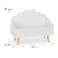 Coffre &agrave; jouets nuage pratique hauteur adapt&eacute;e enfant rangement livres peluches en bois blanc 13_00