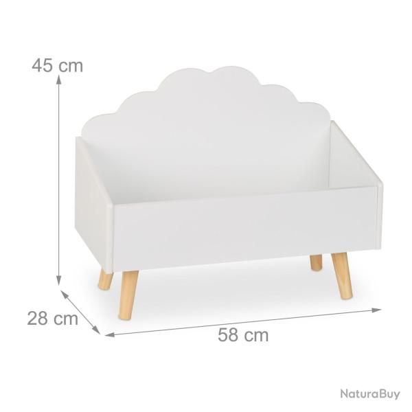 Coffre � jouets nuage pratique hauteur adapt�e enfant rangement livres peluches en bois blanc 13_00