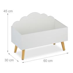 Coffre &agrave; jouets en forme de nuage pour enfants rangement facile 80 x 40 x 40 cm en MDF blanc 13_001