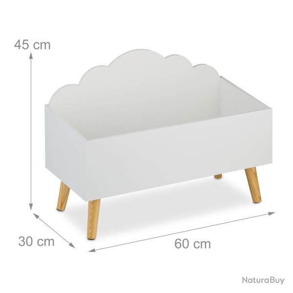 Coffre � jouets en forme de nuage pour enfants rangement facile 80 x 40 x 40 cm en MDF blanc 13_001