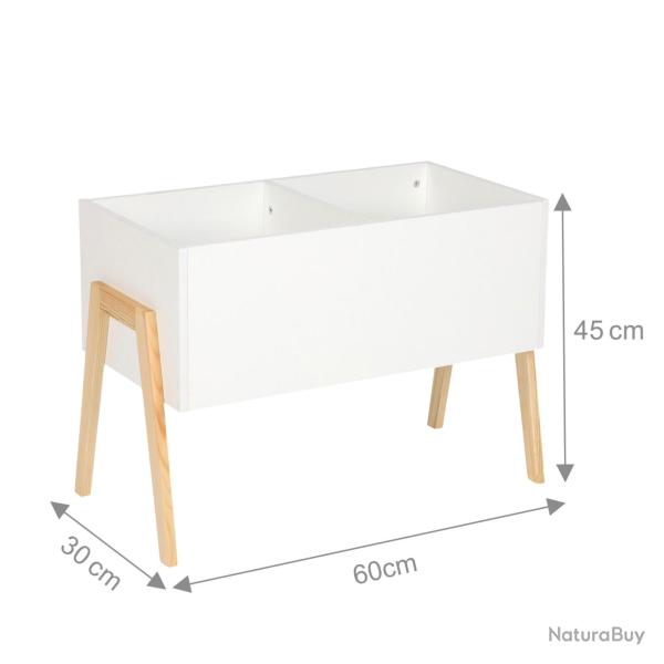 Coffre � jouets pratique pour enfants design scandinave 45 x 60 x 30 cm en MDF blanc 13_0017791