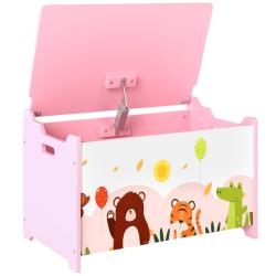 Coffre &agrave; jouets rangement couvercle rabattable 60 x 37 x 39 cm charni&egrave;res s&eacute;curit&eacute; tr&egrave;s pratique de