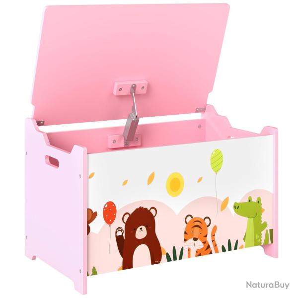 Coffre � jouets rangement couvercle rabattable 60 x 37 x 39 cm charni�res s�curit� tr�s pratique de