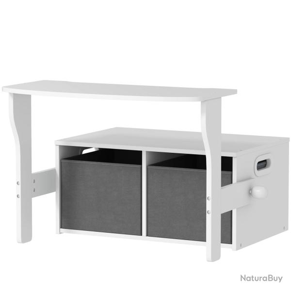 Coffre de rangement enfant 3 en 1 table et chaises 68 x 47 x 57 cm 2 bacs amovibles coins arrondis