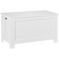 Coffre de rangement malle salon 81 x 40 x 46 cm grande capacit&eacute; charni&egrave;res s&eacute;curis&eacute;es contemporain