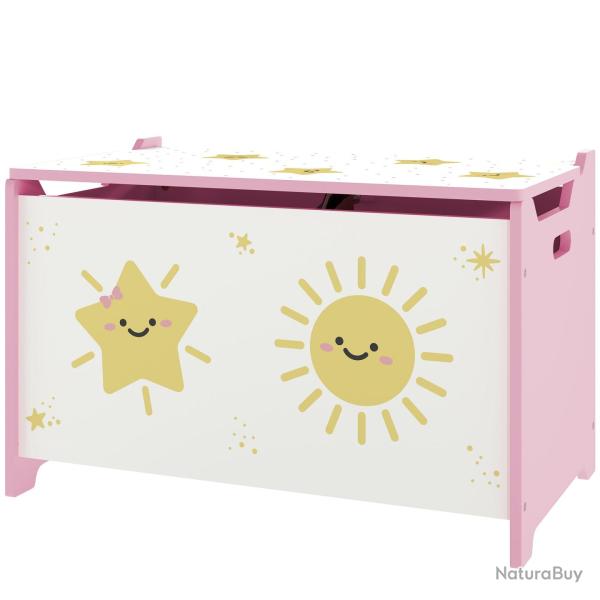 Coffre � jouets enfant 60 x 37 x 39 cm charni�res de s�curit� rangement organis� finition peinte sc