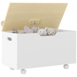 Coffre &agrave; jouets enfant sur roulettes 59 x 30 x 53 cm grande capacit&eacute; charni&egrave;re de s&eacute;curit&eacute; style sc