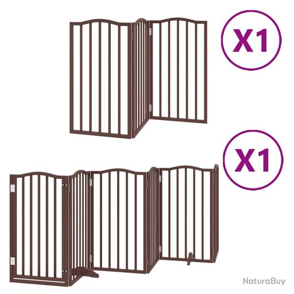 Barri�re de s�curit� pour chien animaux de compagnie porte pliable 9 panneaux bois de peuplier marr