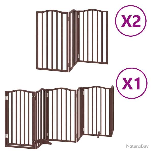 Barri�re de s�curit� pour chien animaux de compagnie porte pliable 12 panneaux bois de peuplier mar