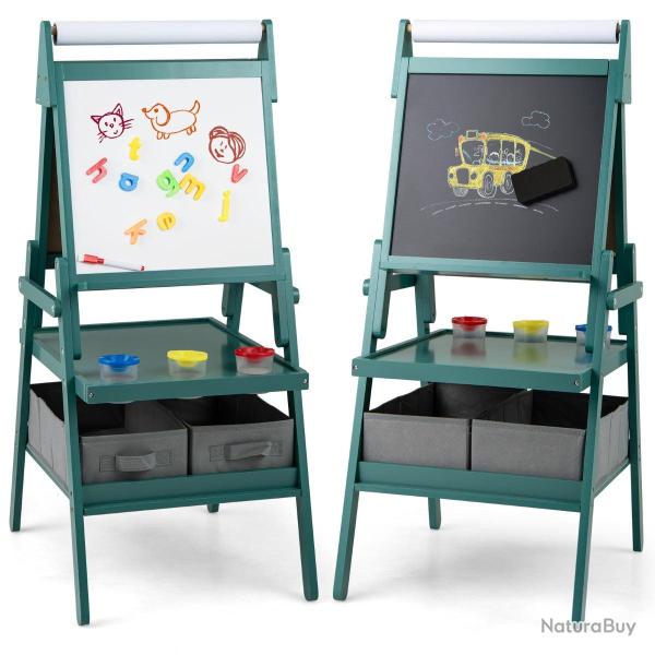 Chevalet 3-en-1 pour enfants 54 x 46 x 101,5 cm avec rouleau de papier et espace de rangement style