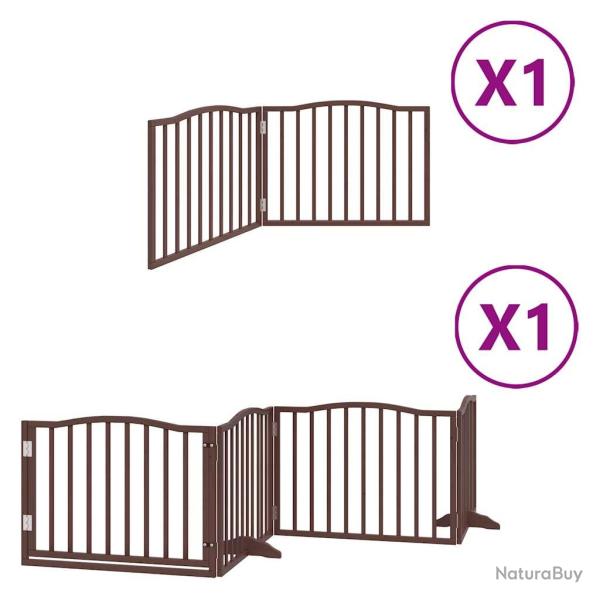Barri�re de s�curit� pour chien animaux de compagnie avec porte pliable 6 panneaux bois peuplier ma