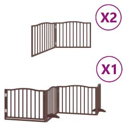Barri&egrave;re de s&eacute;curit&eacute; pour chien animaux de compagnie porte pliable 8 panneaux bois de peuplier marr