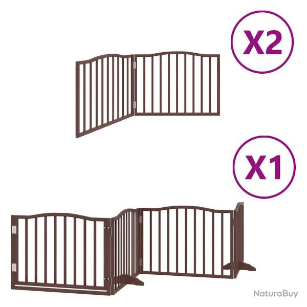 Barri�re de s�curit� pour chien animaux de compagnie porte pliable 8 panneaux bois de peuplier marr