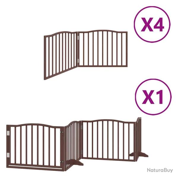Barri�re de s�curit� pour chien animaux de compagnie porte pliable 12 panneaux bois de peuplier mar