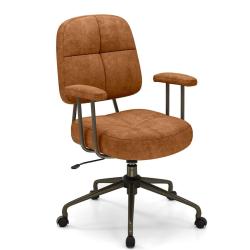 Chaise de bureau ergonomique r&eacute;glable 68 x 68 x 97-103 cm avec accoudoirs rembourr&eacute;s style vintage
