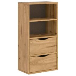 Armoire lat&eacute;rale vintage avec 2 tiroirs et 2 &eacute;tag&egrave;res 40 x 24 x 79 cm en bois massif pin 02_0058040
