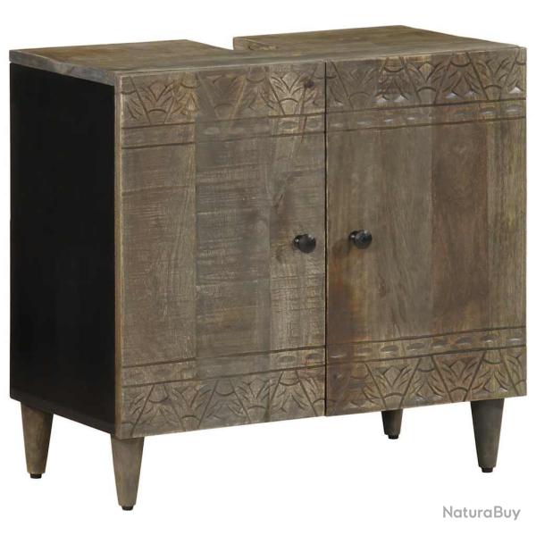 Armoire lavabo en bois de manguier massif design �pur� salle de bain 62 x 33 x 58 cm en bois noir 0