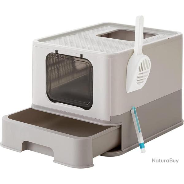 Bac � liti�re ferm� pour chat jusqu'� 15 kg avec pelle anti-fuite 42,5 x 54,3 x 37,8 cm en plastiqu