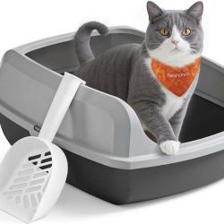Bac &agrave; liti&egrave;re ouvert parois hautes pour chats 50,5 x 37,5 x 19,5 cm facile &agrave; nettoyer design modern