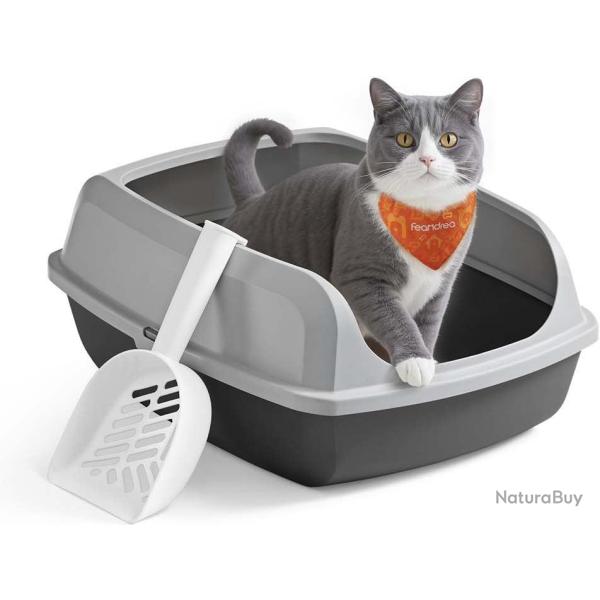 Bac � liti�re ouvert parois hautes pour chats 50,5 x 37,5 x 19,5 cm facile � nettoyer design modern