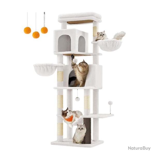 Arbre � chat tour � chat de 175 cm de haut abri � chat multi-niveaux avec 2 niches 2 paniers 5 grif