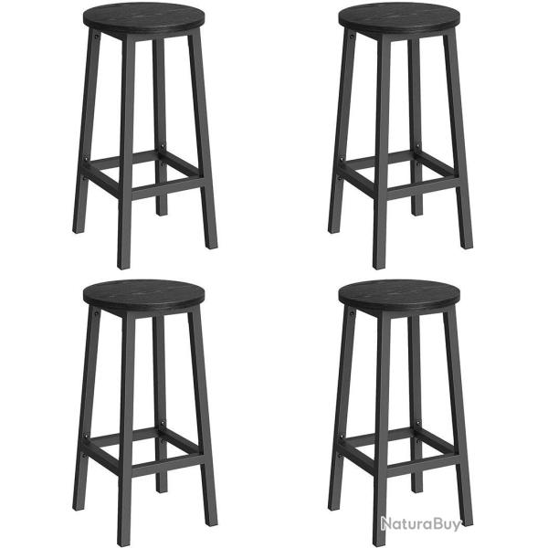 Tabourets hauts lot de 4 chaises de bar si�ge de cuisine cadre en acier hauteur 65 cm montage facil
