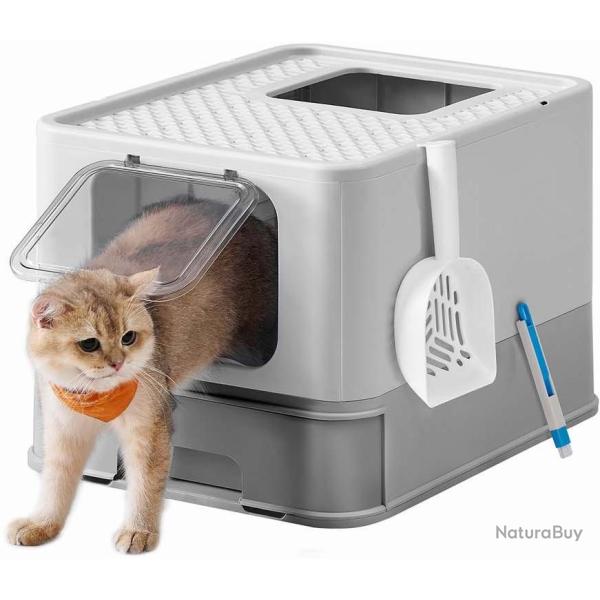 Bac � liti�re pour chat jusqu'� 15 kg pelle gris clair fonc� 12_0007860