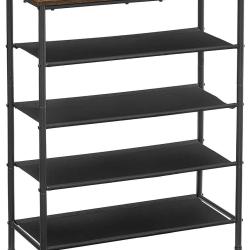 &Eacute;tag&egrave;re &agrave; chaussures design industriel 75 x 30 x 91 cm 5 niveaux pratique et robuste en agglom&eacute;r&eacute; n