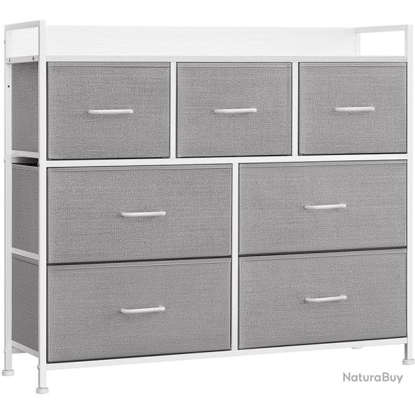 Commode de rangement style industriel avec 7 tiroirs pratique 28,5 x 98 x 85 cm en agglom�r� gris 1