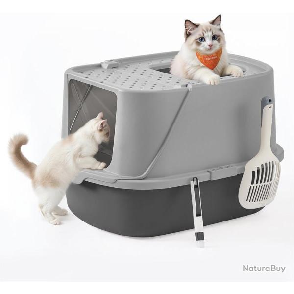 Bac � liti�re pour chat taille XXL avec couvercle basculant 57 x 43,6 x 38,2 cm usage facile en pla