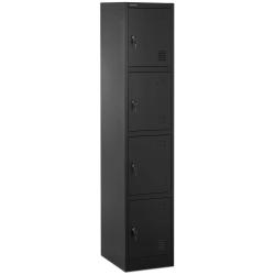 Casier vestiaire m&eacute;tallique 4 casiers avec &eacute;tag&egrave;res verrouillable 80 kg acier anthracite noir 14_00