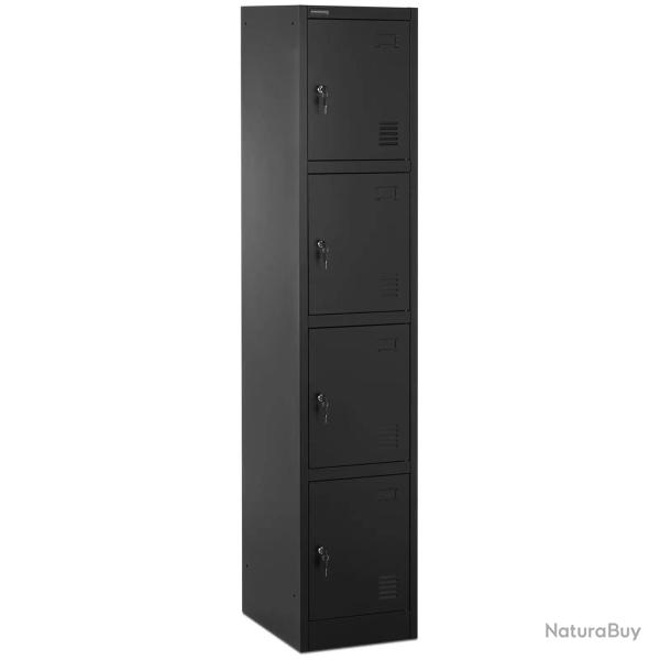 Casier vestiaire m�tallique 4 casiers avec �tag�res verrouillable 80 kg acier anthracite noir 14_00