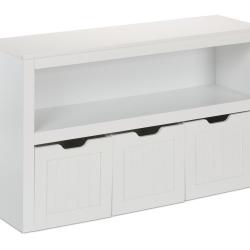 Commode de rangement pratique avec roulettes pour jouets livres peluches enfant 90 x 30 x 90 cm en