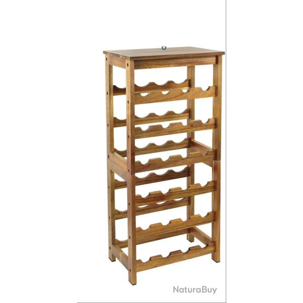 Casier � vin en acacia 82 x 36 x 24 cm pour 24 bouteilles design naturel �l�gant en acacia naturel