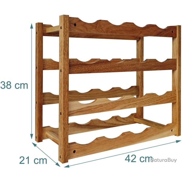 Casier � vin compact pour 16 bouteilles 38 x 42 x 21 cm style naturel cuisine en noyer naturel 13_0