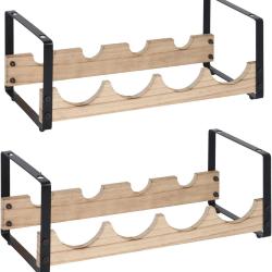 Casier &agrave; vin 8 bouteilles cuisine style industriel 29 x 39,5 x 17,5 cm en fer noir 13_0018786