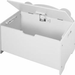Coffre &agrave; jouets design enfant silhouette ours 48 x 60 x 38 cm pratique rangement d&eacute;co en MDF blanc