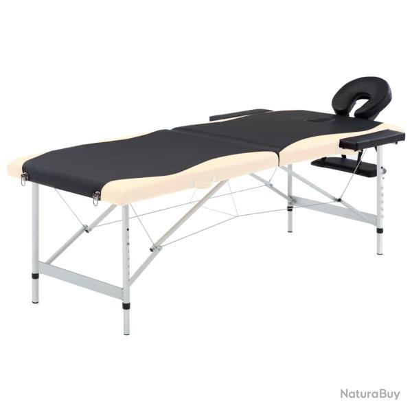Table de massage pliable 2 zones Inox noir et beige 02_0001806