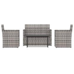 Mobilier d'ext&eacute;rieur 4 pi&egrave;ces avec coussins r&eacute;sine tress&eacute;e gris 02_0014527